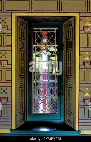 Lord Bute's Schlafzimmer in Castell Coch oder Red Castle. Castle Coch - The Red Castle, Tongwynlais, Cardiff, Wales, Vereinigtes Königreich, Europa – 15.. Okt Stockfoto