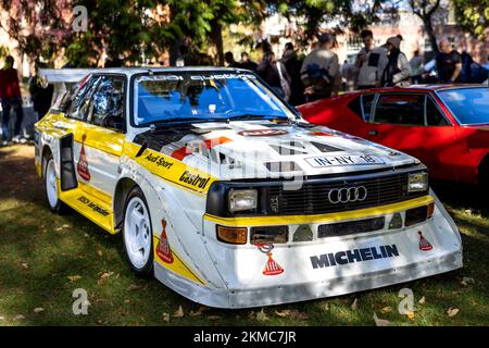 1985 Audi Sport Quattro S1, ausgestellt auf dem Oktober Scramble am 9.. Oktober 2022 im Bicester Heritage Centre Stockfoto