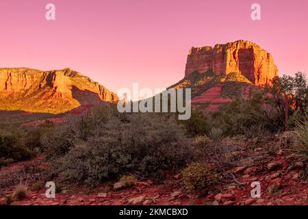 Sedona In Der Abenddämmerung Stockfoto