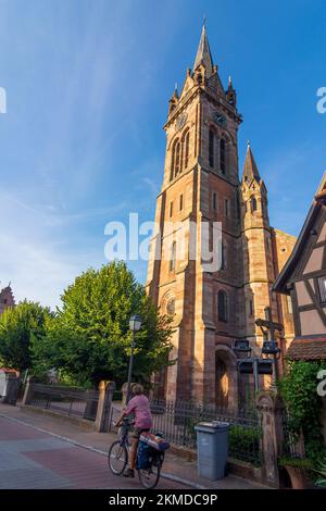 Dambach-la-Ville (Dambach): kirche Saint Etienne im Elsass, Bas-Rhin (Unterelsass), Frankreich Stockfoto