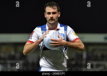 Hartlepool, Großbritannien. 19.. November 2022. Während des zweiten Fußballspiels im FA Cup zwischen Hartlepool United und Harrogate Town im Victoria Park, Hartlepool, am Samstag, den 26.. November 2022. (Kredit: Scott Llewellyn | MI News) Kredit: MI News & Sport /Alamy Live News Stockfoto