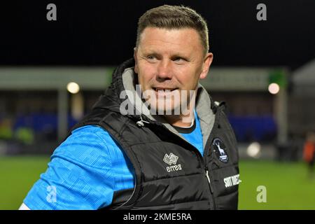 Hartlepool, Großbritannien. 19.. November 2022. Während des zweiten Fußballspiels im FA Cup zwischen Hartlepool United und Harrogate Town im Victoria Park, Hartlepool, am Samstag, den 26.. November 2022. (Kredit: Scott Llewellyn | MI News) Kredit: MI News & Sport /Alamy Live News Stockfoto