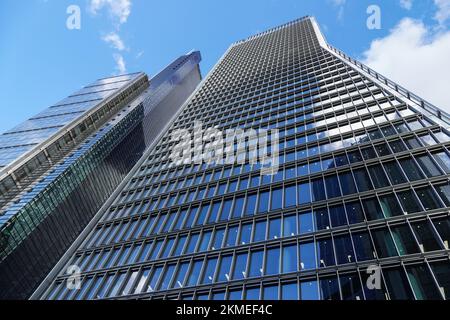 100 Bishopsgate Wolkenkratzer und Heron Tower, 110 Bishopsgate Gebäude in der City of London, England Vereinigtes Königreich Großbritannien Stockfoto