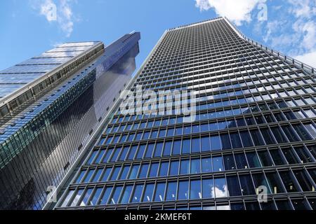 100 Bishopsgate Wolkenkratzer und Heron Tower, 110 Bishopsgate Gebäude in der City of London, England Vereinigtes Königreich Großbritannien Stockfoto