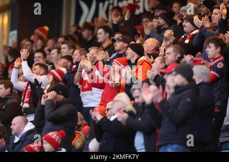 26.. November 2022; Dens Park, Dundee, Schottland: Scottish Cup Football, Dundee versus Airdrie; Airdrie Fans Stockfoto