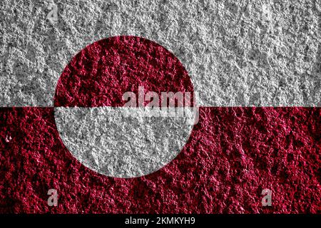 Grönländische Flagge auf texturiertem Hintergrund. Konzeptionelle Collage. Stockfoto