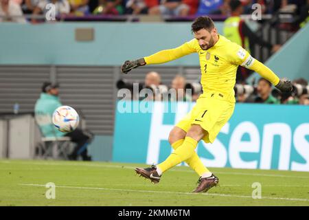 Französischer Torwart Hugo Lloris während der FIFA-Weltmeisterschaft 2022, Fußballspiel der Gruppe D zwischen Frankreich und Dänemark am 26. November 2022 im Stadium 974 in Doha, Katar - Foto: Jean Catuffe/DPPI/LiveMedia Stockfoto