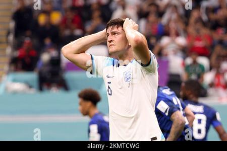 Harry Maguire von England während der FIFA-Weltmeisterschaft 2022, Fußballspiel der Gruppe B zwischen Katar und Senegal am 25. November 2022 im Al Bayt Stadium in Al Khor, Katar - Photo Jean Catuffe / DPPI Stockfoto