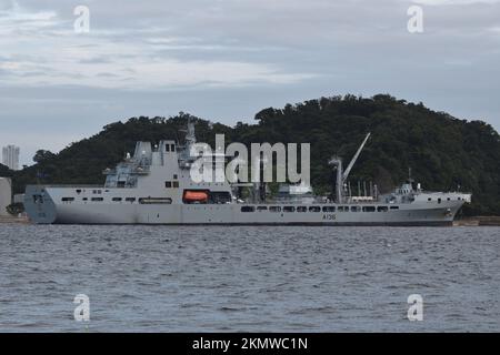 Präfektur Kanagawa, Japan - 05. September 2021: Royal Navy RFA Tidespring (A136), Tankschiff der Gezeitenklasse. Stockfoto