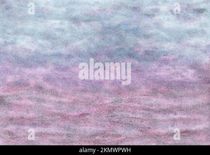 Abstrakter wasserfarbener Hintergrund mit Flecken, Waschungen, Spritzer, Streifen, Wellen, Farbverlauf. Auf weißem Hintergrund isolierte Elemente Stockfoto