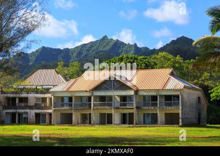 Das verlassene Sheraton Resort Hotel auf der Insel Rarotonga, Cook Islands, ist seit den 1990er Jahren verfallen Stockfoto