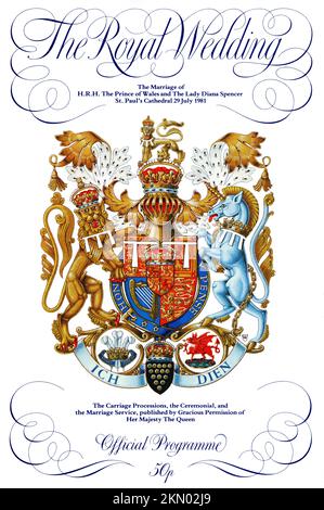 König Karl III. Heirat von Prinz Charles und Prinzessin Diana, 1981. Offizieller Cover für königliche Hochzeitsgeschenke. Stockfoto