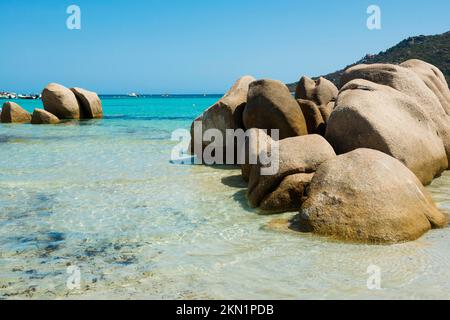 XwGranite Felsen und Strand, Plage de Santa Giulia, Porto Vecchio, Corse-du-Sud, Korsika, Mittelmeer, Frankreich, Europa Stockfoto