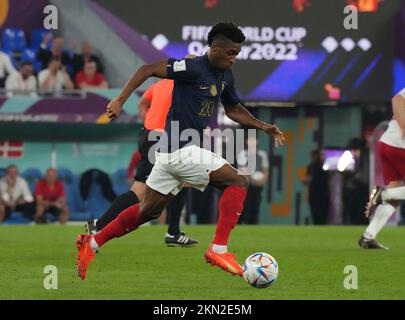 11/26/2022, Stadium 974, Doha, QAT, FIFA-Weltmeisterschaft 2022, Gruppe D, Frankreich gegen Dänemark, im Bild von Frankreichs Stürmer Kingsley Coman Stockfoto