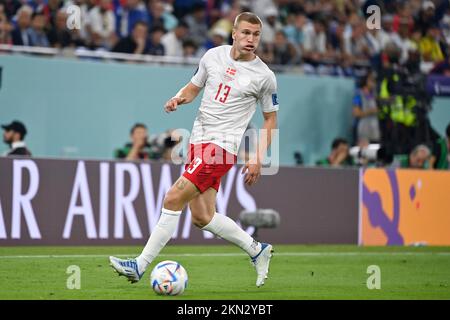 KRISTENSEN Rasmus (DEN), Action, Single Action, Single Image, Cut Out, Ganzkörperaufnahme, ganze Figur. Game 23, Gruppe D Frankreich (FRA) – Dänemark (DEN) 2-1 am 26.. November 2022, Stadium 974 Fußball-Weltmeisterschaft 20122 in Katar ab November 20.. - 18.12.2022? Stockfoto