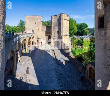 Metz: Stadttor des Deutschen Tors (Porte des Allemands) der Stadtmauer in Lothringen, Moselle (Mosel), Frankreich Stockfoto