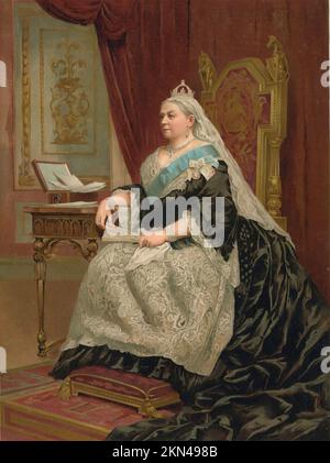 Königin Victoria als Witwenporträt im mittleren Alter des 19.. Jahrhunderts Stockfoto