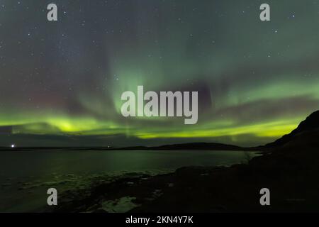 Aurora Borealis in Norwegen, Bodø, Mjelle Stockfoto