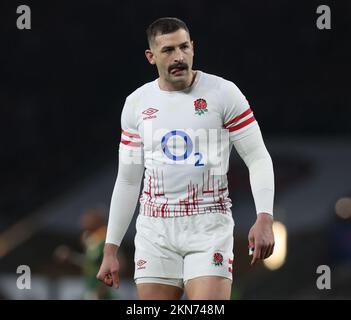 London ENGLAND - November 26: Englands Jonny May während des internationalen Herbstkampfes zwischen England und Südafrika im Twickenham Stadion, Stockfoto