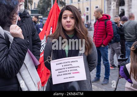 Rom, Italien. 26.. November 2022. Demonstration der Vereinigung „Non Una Di Meno“ in Rom gegen Gewalt gegen Frauen (Kreditbild: © Matteo Nardone/Pacific Press via ZUMA Press Wire) Stockfoto