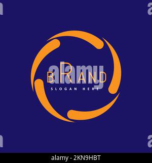 Rundes Logo, kreisförmiges Markenlogo, orangefarbenes Vektorlogo mit Spiraldesign Stockfoto