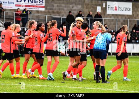 London, Großbritannien. 27.. November 2022. Dartford, England, November 27 2022: Vicrtoria Williams (20 Brighton) feiert ihr Tor beim Barclays The FA Women's Continental Tyres League Cup zwischen den London City Lionesses V Brighton und Hove Albion im Princess Park Stadium Dartford.England. (K Hodgson/SPP) Guthaben: SPP Sport Press Photo. Alamy Live News Stockfoto