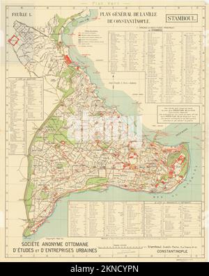 Klassischer Stadtplan von Istanbul/Konstantinopel und Umgebung vom 16. Bis 18. Jahrhundert. Stockfoto