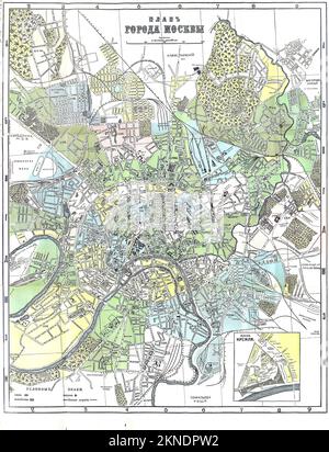 Oldtimer-Stadtplan von Moskau und Umgebung vom 17. Bis 19. Jahrhundert. Die Karten sind wunderschön von Hand illustriert und eingraviert und zeigen sie zu dieser Zeit. Stockfoto