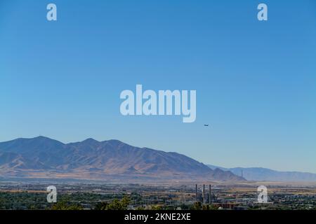 Überblick über die Innenstadt von Salt Lake City am Morgen von Capitol Hill Stockfoto