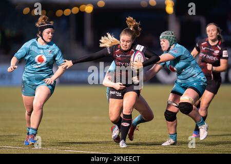London, Großbritannien. 27.. November 2022. Cara Wardle #12 of Saracens Women in Action während des Frauenspiels Allianz Premier 15 Saracens Women vs Wasps Women im StoneX Stadium, London, Großbritannien, 27.. November 2022 (Foto von Richard Washbrooke/News Images) in London, Großbritannien, am 11./27. November 2022. (Foto: Richard Washbrooke/News Images/Sipa USA) Guthaben: SIPA USA/Alamy Live News Stockfoto