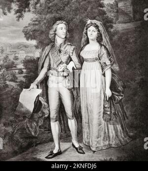 Gustav IV. Adolf aus Schweden und seine Frau Frederica aus Baden. Gustav IV Adolf oder Gustav IV Adolph, 1778–1837. König von Schweden. Friederike 'Frederica' Dorothea Wilhelmina aus Baden, 1781-1826. Königliche Gemahlin Schwedens. Stockfoto