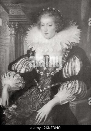 Anne von Osterreich, 1601-1666. Königin Gemahlin Frankreichs und Navarras, Regentin für ihren Sohn, Ludwig XIV. Von Frankreich, und eine spanische und portugiesische Infanta von Geburt an. Stockfoto