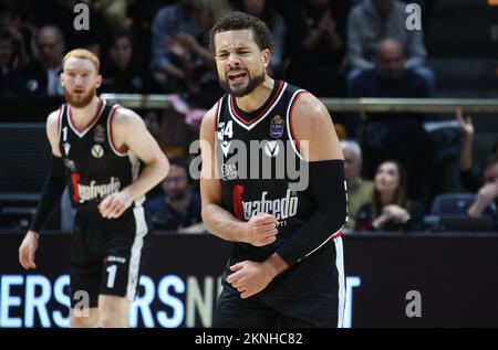 Bologna, Italien. 27.. November 2022. Kyle Weems (Segafredo Virtus Bologna) während des italienischen Basketballspiels Segafredo Virtus Bologna vs. NBB Happy Casa Brindisi - Bologna, 27. November 2022 im Paladozza Sportpalast Credit: Independent Photo Agency/Alamy Live News Stockfoto