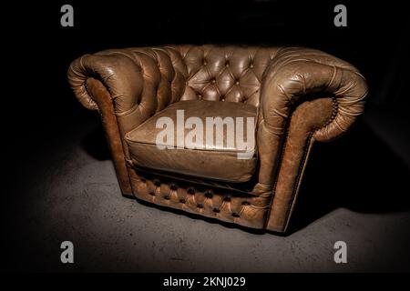 Chesterfield Ledersessel Stockfoto