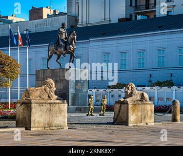 Der Präsidentenpalast ist die offizielle Residenz des polnischen Staatschefs und Präsidenten neben dem Schloss Belweder in Warschau, Polen. Stockfoto