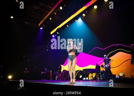 Alessandra Amoroso tritt letzte Nacht in Jesolo (VE) zum ersten Date der Tutto Accade Tour 2022 auf Stockfoto