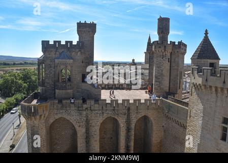 Olite, Spanien - 31. August 2022: Palast der Könige von Navarra von Olite, Olite, Navarra Stockfoto