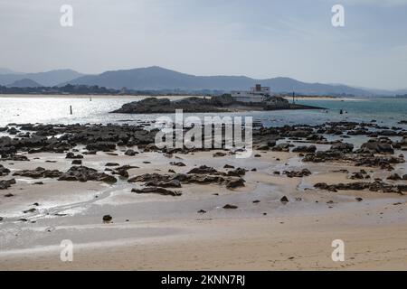 Playa de los Bikinis, Magdalena Peninsula, Santander, Kantabrien, Spanien Stockfoto