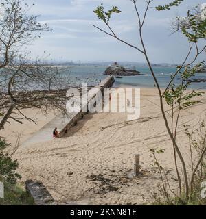 Playa de los Bikinis, Magdalena Peninsula, Santander, Kantabrien, Spanien Stockfoto