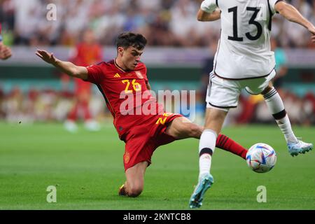 Al-Khor, Katar. 27.. November 2022. Pedri (ESP) Fußball : FIFA Weltmeisterschaft Katar 2022 Gruppe E Spiel Spanien 1-1 Deutschland im Al Bayt Stadion in Al Khor, Katar . Kredit: Naoki Morita/AFLO SPORT/Alamy Live News Stockfoto