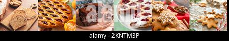 Set traditioneller Weihnachtsdesserts auf dem Tisch Stockfoto