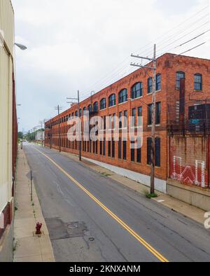 Das Ford Piquette 'Model T' Werk befindet sich im historischen Industrieviertel Piquette Avenue in Detroit, Michigan, USA. Stockfoto