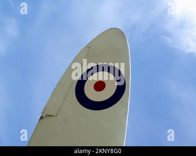 Nachbildung der Supermarine Spitfire K5054 am Southampton Airport, Hampshire, England. Stockfoto