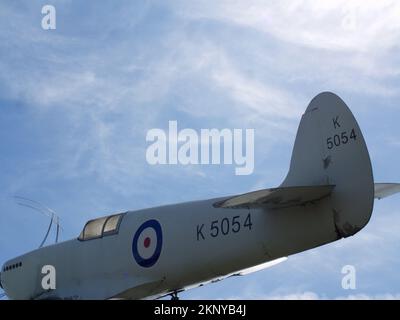 Nachbildung der Supermarine Spitfire K5054 am Southampton Airport, Hampshire, England. Stockfoto