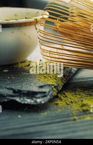 Fein pulverisierten Matcha Grüntee Stockfoto