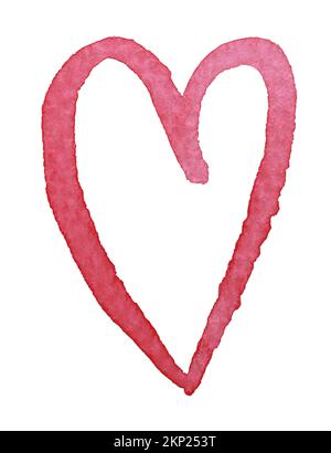 Nahtlos handgemalte rote Herzmuster, kein Hintergrund Stockfoto