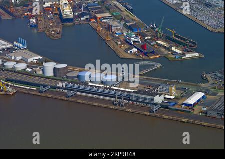 Luftaufnahme Bremerhaven, Columbus Kaje, Deutschland, Europa Stockfoto