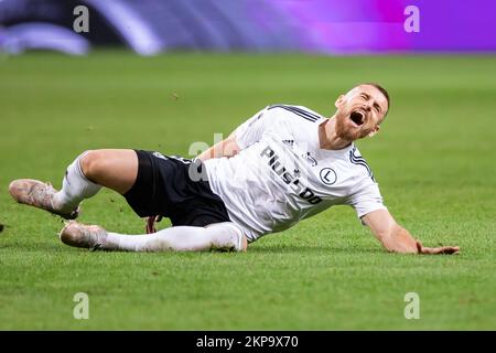 Rafal Augustyniak von Legia während des Spiels der polnischen PKO Ekstraklasa League zwischen Legia Warszawa und Miedz Legnica im Marschall Jozef Pilsudski Legia Warschau Municipal Stadium. Endstand: Legia Warszawa 3:2 Miedz Legnica. Stockfoto