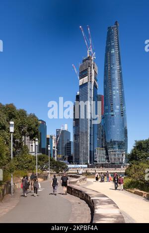 Sydney, Australien, 11.. Oktober 2022. Allgemeine Ansichten über das Barangaroo-Entwicklungsprojekt und den Barangaroo Walkway, Sydney. Stockfoto