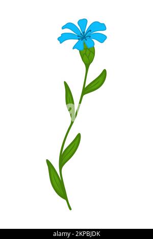 Blaue Kornblume, Kritzelvektordarstellung. Ein Zweig wilder Maisblumen. Clipart (Clipart). Blumen werden von Hand gezeichnet. Design für Postkarten, Kompositionen und Stäbchen Stock Vektor